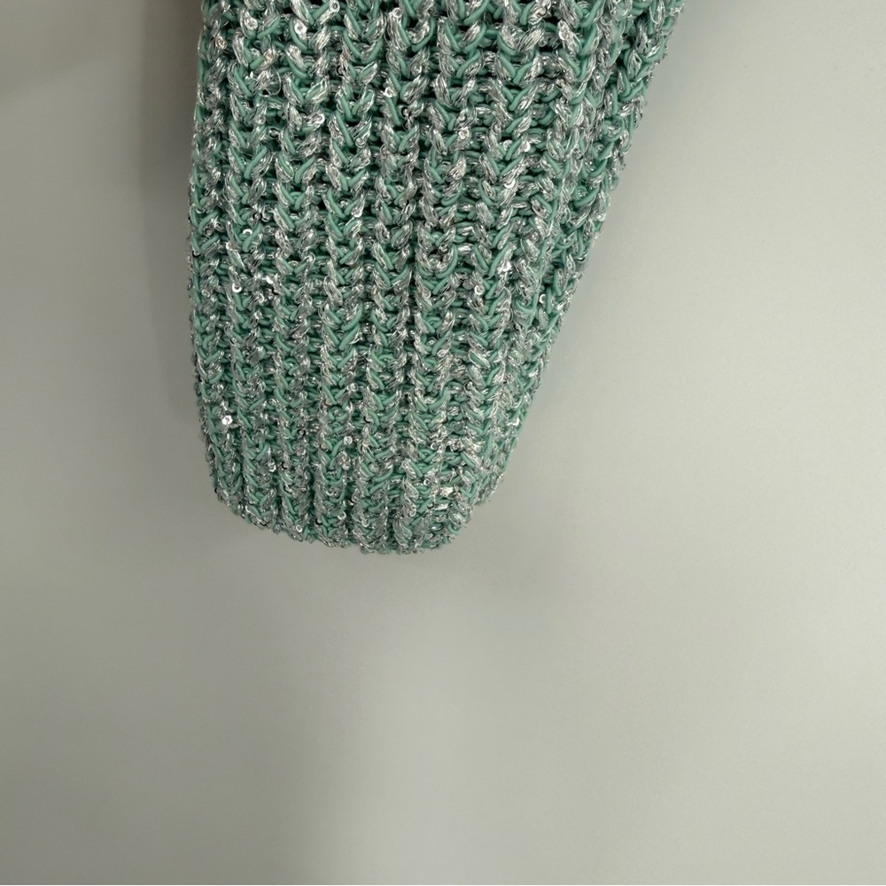 Ann Taylor Studio NWT Women's Green Shimmer Metallic Cardigan Sweater Size M - Picture 6 of 8